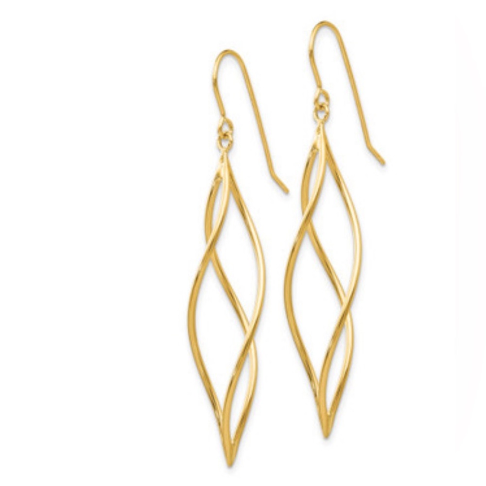 Pointed Twist Drop Earrings in Sterling Gold